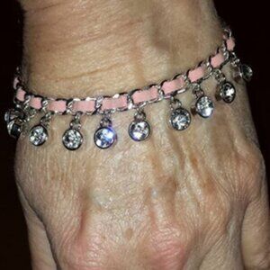 TDD Custom Made One Size Fits Most Pink Suede Leather Bracelet